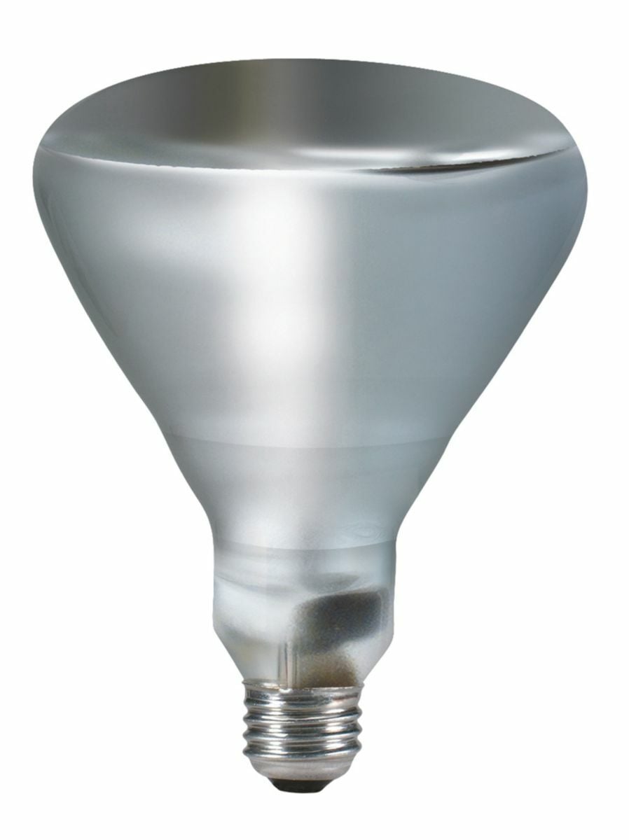 Incandescent Infrared Reflector Flood No warm-up time required.;Decreased heat loss. Philips Family of Specialty Incandescents provide the perfect light for dramatic accents and display lighting as well as general lighting in a variety of applications. Philips Infrared lamps are suited for heating and drying in industrial and commercial aplications. These incandescent, gas-filled infrared heat lamps come up to full temperature almost immediately, eliminating costly warm-up time. Highly efficient heat generators that produce a minimum of light rays and a high amount of infrared radiation. The BR40 lamp provides a built-in reflector for radiant energy control. Instantaneous heat;Radiated heat only warms object to be heated;Build-in reflector for radiant energy control Ideal for bathroom recessed fixtures and commercial and industrial applications.