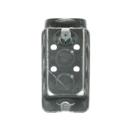 One Gang Utility Box, 14.5 Cubic Inches, 4 Inches Long x 2-1/8 Inches Wide x 2-1/8 Inches Deep, 1/2 Inch Knockouts, Pre-Galvanized Steel, Drawn Construction, with Ground Screw, For use with Conduit