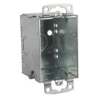 Gangable Switch Box, 14 Cubic Inches, 3 Inches Long x 2 Inches Wide x 2-3/4 Inches Deep, 1/2 Inch Knockouts, Pre-Galvanized Steel, Ears Flush for Old Work and Ground Screw, For use with Conduit