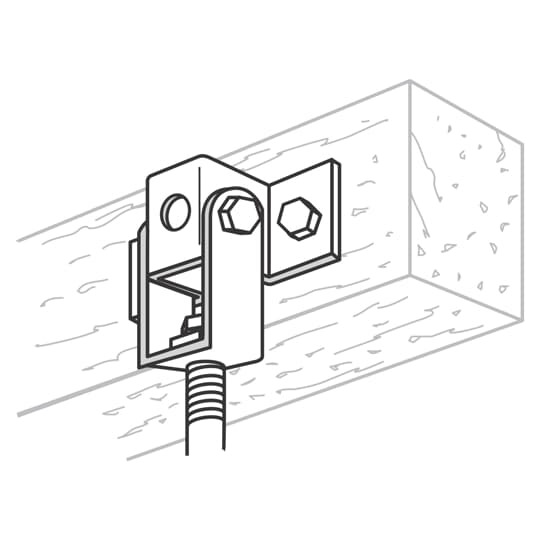 Flange, Adjustable Swinging Hanger, Width 5 Inches, Depth 2-3/4 Inches, Rod Size 3/8 Inch or 1/2 Inch, Steel