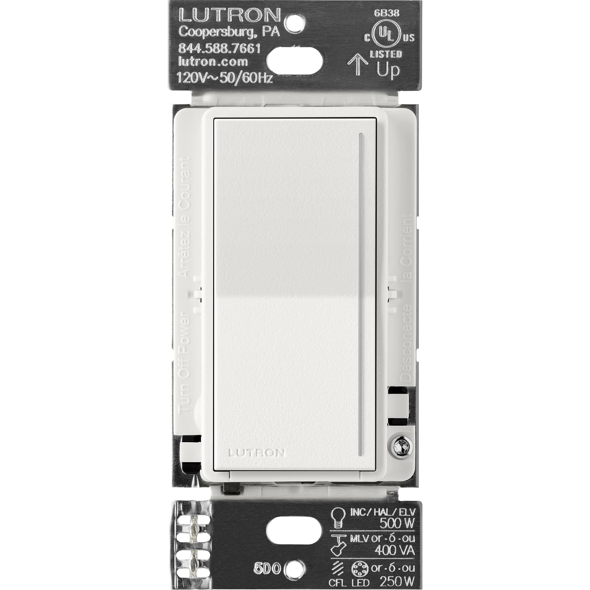 Lutron Sunnata PRO LED+ Touch Dimmer Switch with Phase Selectable Dimming for LED, MLV, ELV, and Incandescent/Halogen lighting, Architectural White