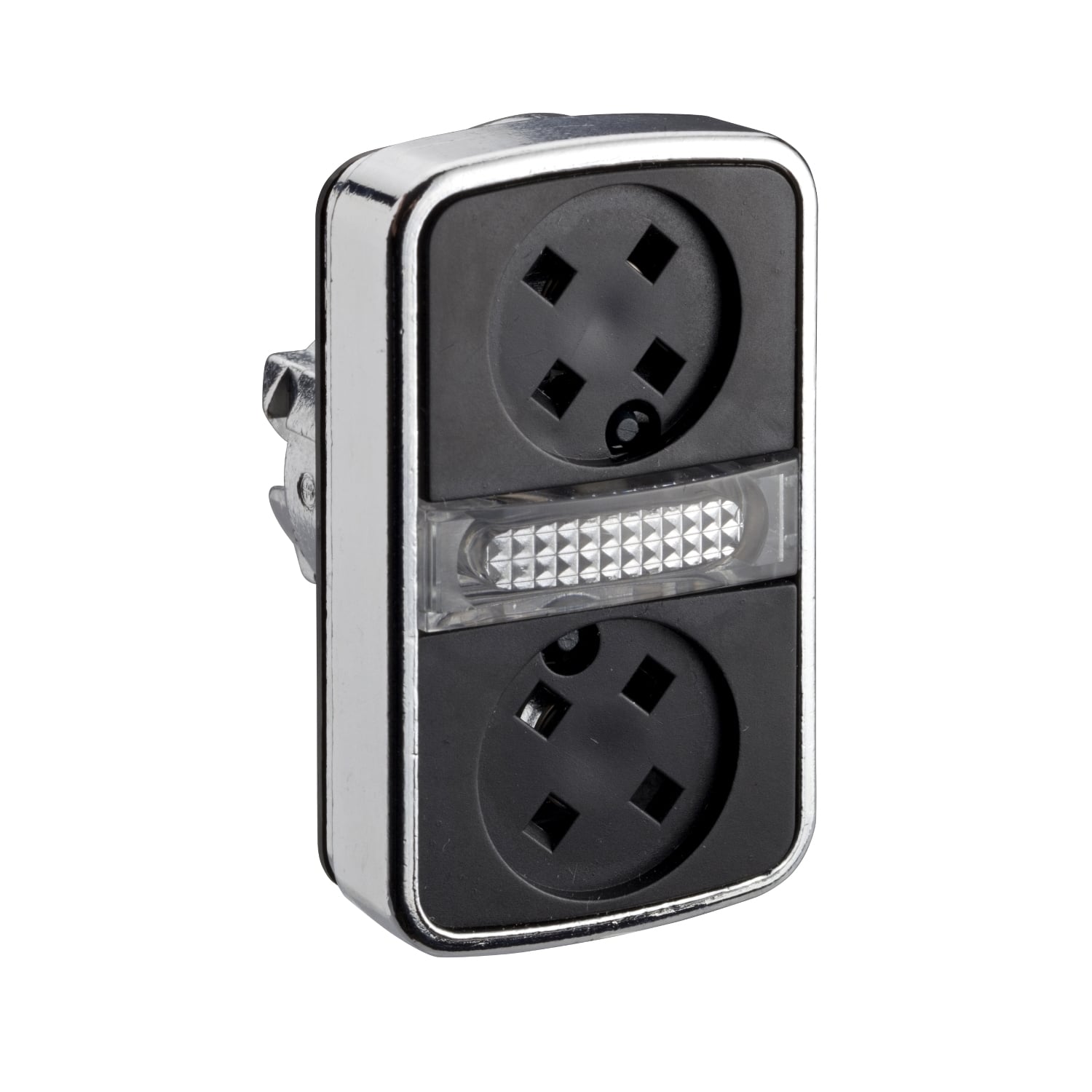 ZB4BW7A9 Harmony Double Headed Illuminated Standard Pushbutton Head, 0.87 in, Rectangular Shape, Chromium Plated Metal, Black