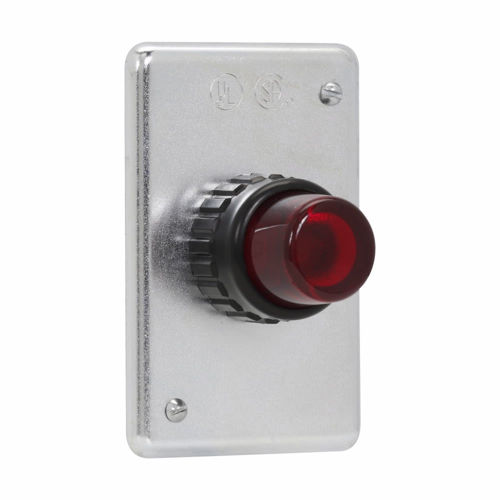 Eaton Crouse-Hinds series DS pilot light cover, Sheet steel, Surface mount, Single-gang, Red jewel