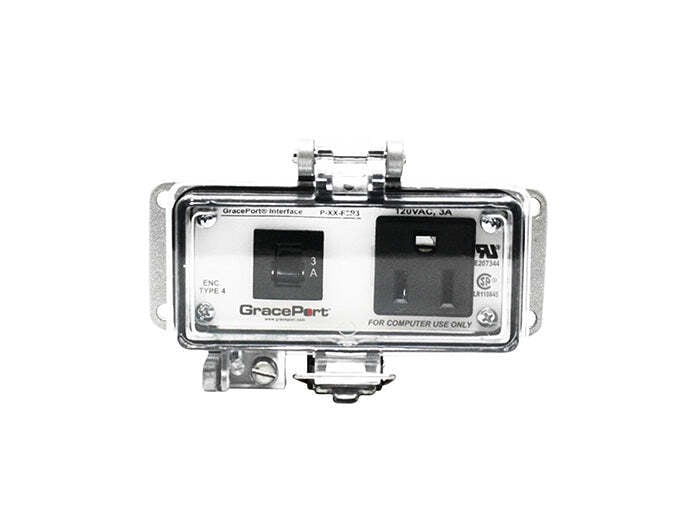 Panel Interface Connector with Panel Mount Housing (4.45 in x 1.72 in), UL Type 4, Simplex Outlet , 3 Amp Circuit Breaker