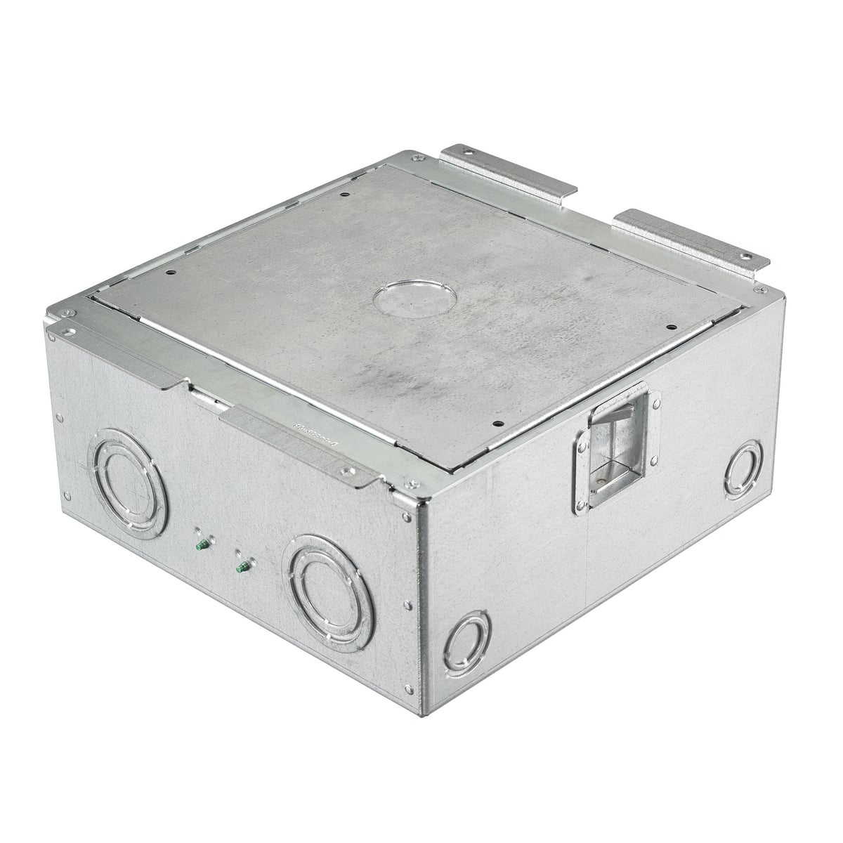 Raised Access or Wood Floorboxes, Galvanized Stamped Steel Box, Recessed, 4-Gang AFB Series, 5.50" Deep Rectangular Box with Installation Cover