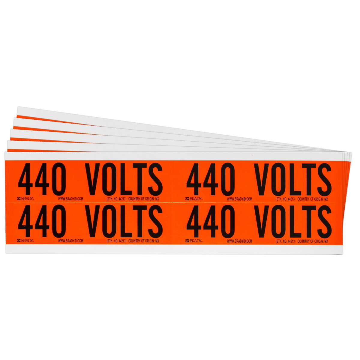 Label STYLE B BK on OR 440 VOLTS 5/PK