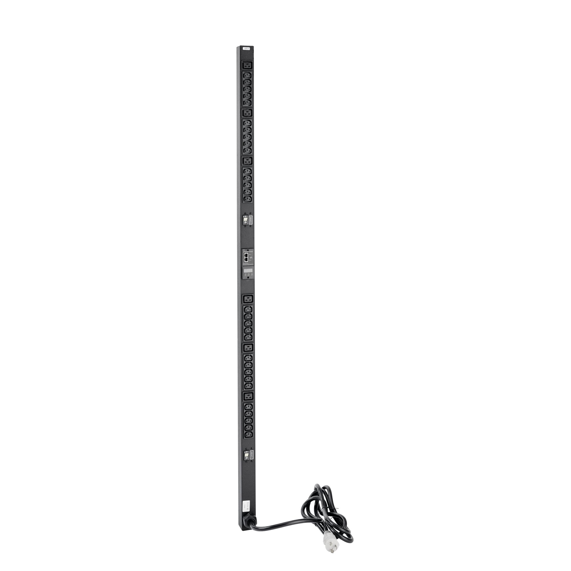 Rack- and Panel-Mount PDU 6 Rec 20A Surge, 16-in length, Black, Steel