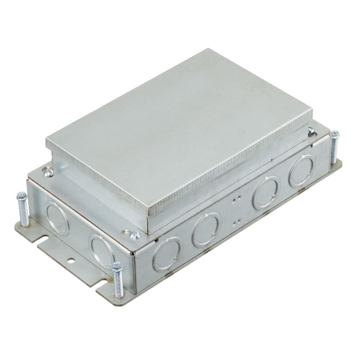 Flush Concrete Floorboxes Series, Shallow Stamped Steel Box, Rectangular, 2-Gang, 3.75" Minimum Depth of Pour