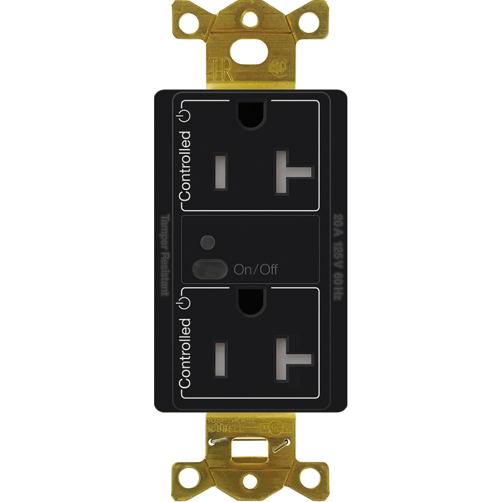 Vive wireless receptacle, 20 A duplex, in black