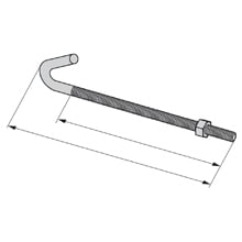 Eaton B-Line series U-bolt and J-bolt, 11.5" H x 0.5" D, Steel, 9-3/4" thread/rod size, 0.625" beam thickness