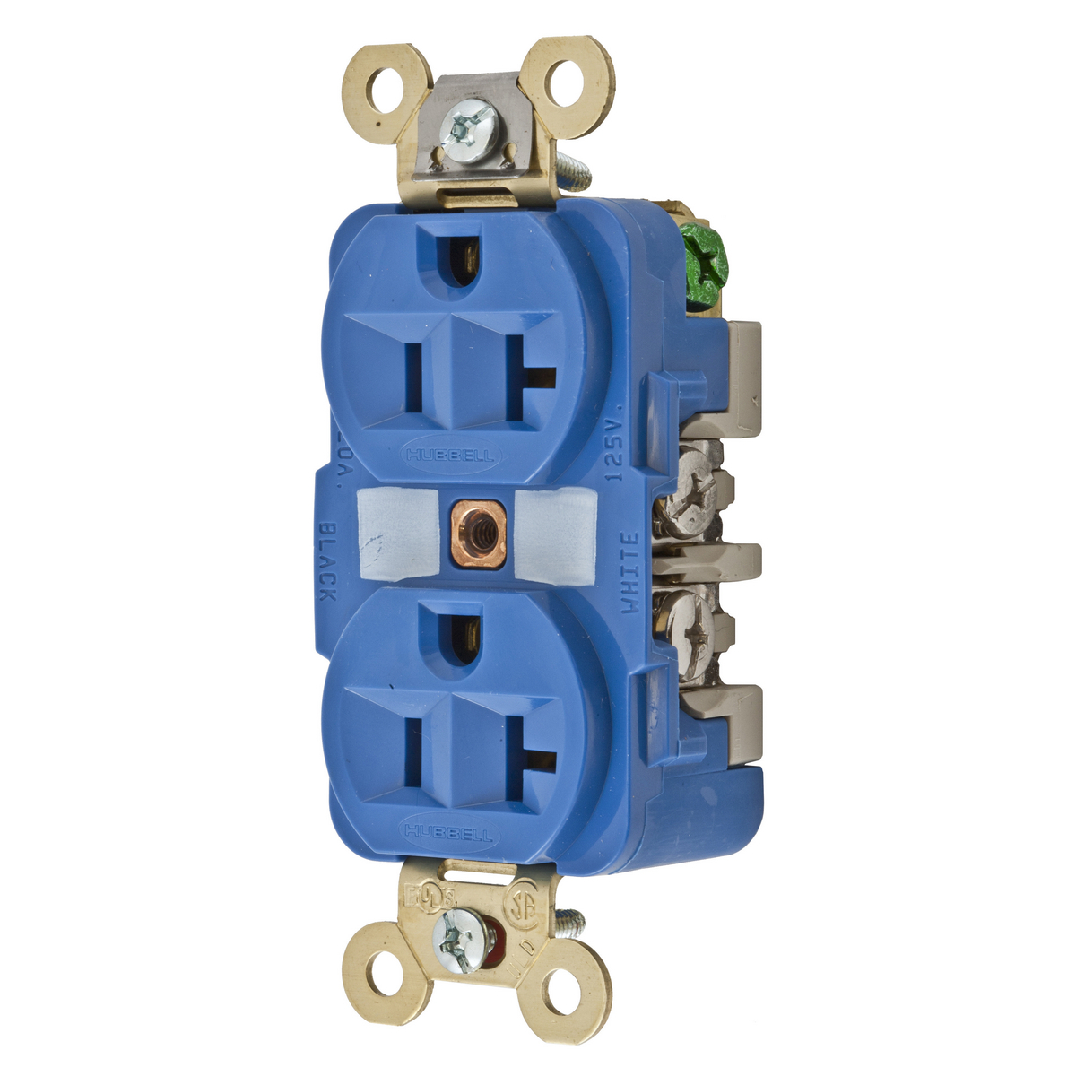 Straight Blade Devices, Receptacles, Duplex, Industrial Grade, 2-Pole 3-Wire Grounding, 20A 125V, 5-20R, Blue, Single Pack