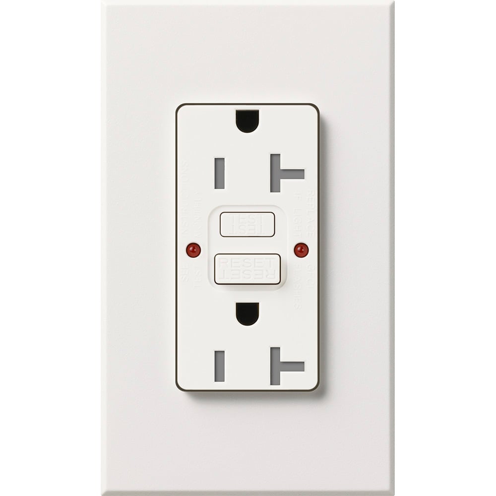 Tamper resistant, Self-testing GFCI  receptacle, 20A in white