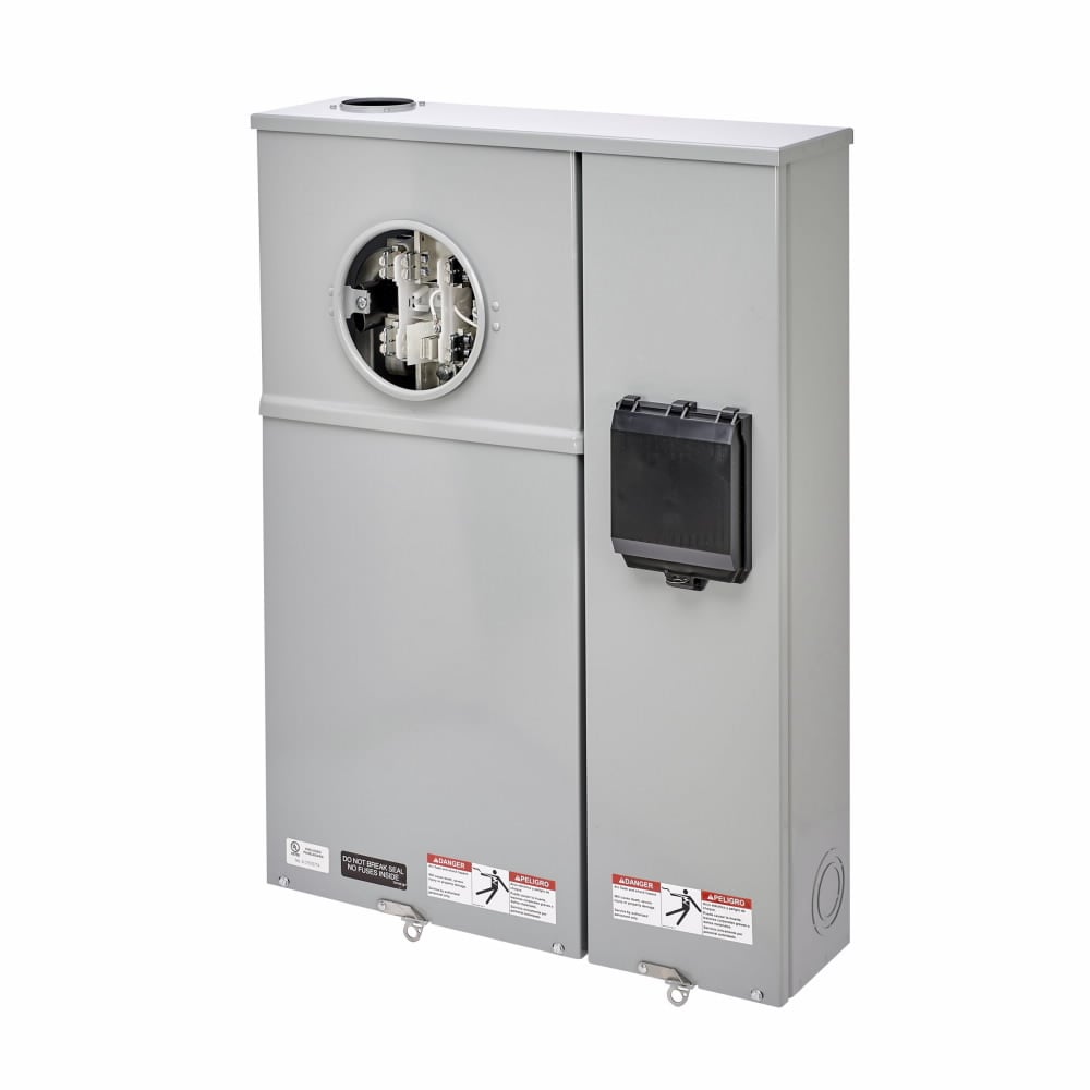 Eaton B-Line series meter breakers, 200 A, Test block, Ring type, ANSI 61 gray painted, #6-250 MCM, #6-250 MCM, Surface mount, 4 jaws, 3?/4W