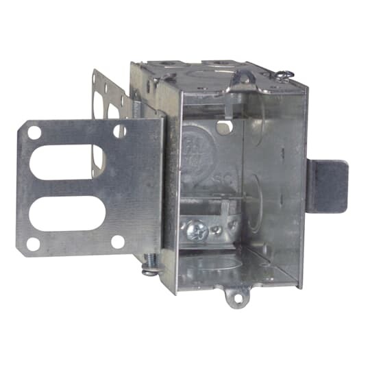 Gangable Switch Box, 18 Cubic Inches, 3 Inches Long x 2 Inches Wide x 3-1/2 Inches Deep, 1/2 Inch Knockouts, Pre-Galvanized Steel, Armored Cable Clamps (C-3) and SSX Bracket for Metal Stud, For use with Armored/Metal Clad Cable