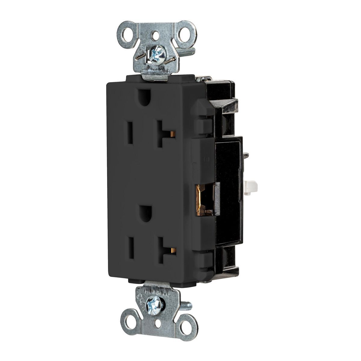 Straight Blade Devices, EdgeConnect, Decorator Receptacle, Commercial Grade, 2-Pole 3-Wire, 20A 125V, 5-20R, Screwless Terminal, Black