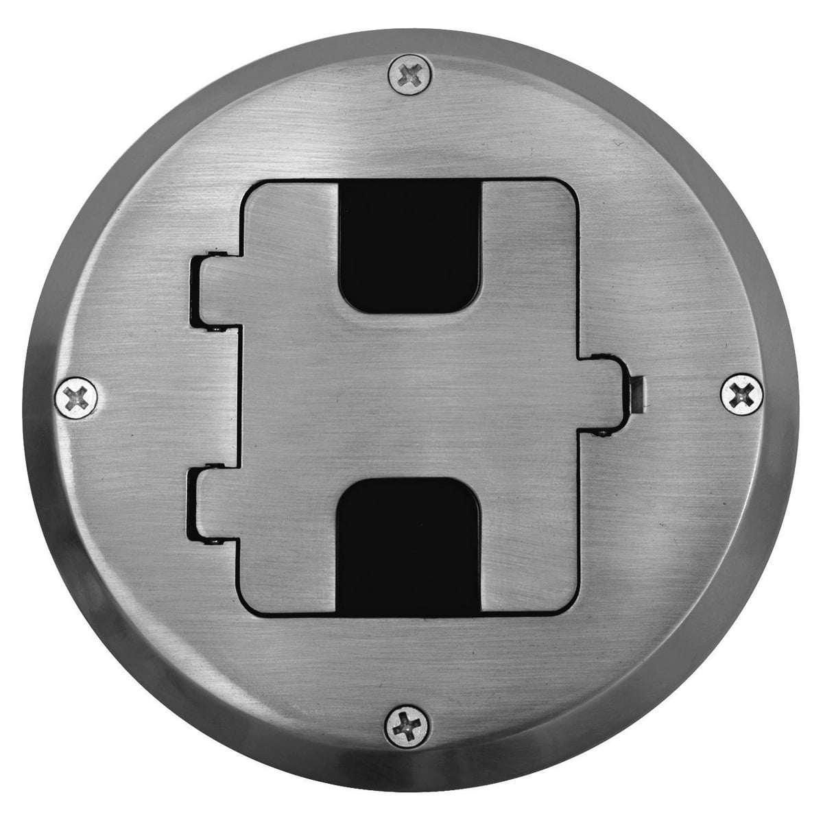Floor and Wall Boxes, Residential Floor Box Kit, Woor Floor Type, 1-Gang, Stainless Steel