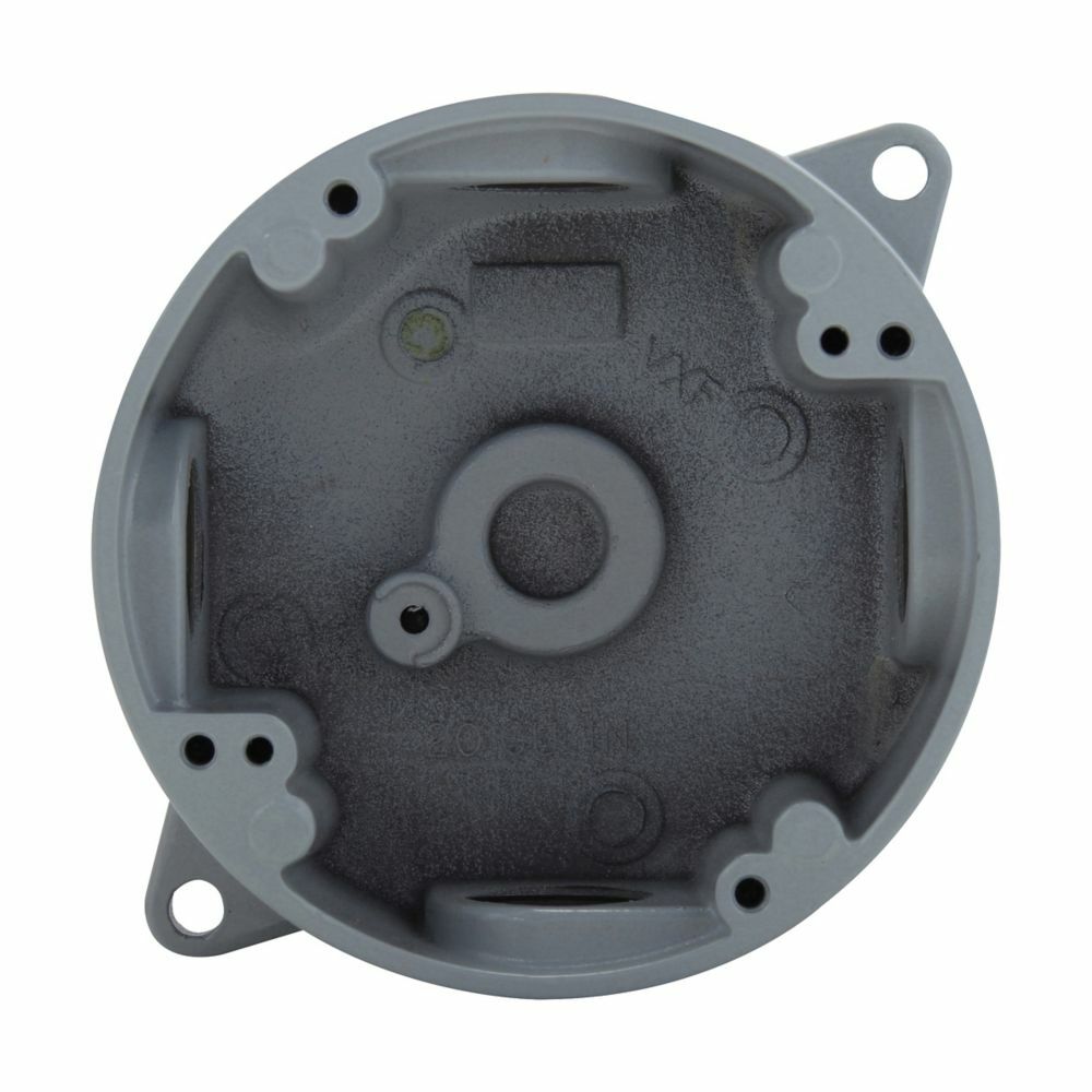 Eaton Crouse-Hinds series Vaporgard VF junction box, Fluorescent, Copper-free aluminum, Ceiling, wall mount, 4 hubs, 3 plugs, 1/2"