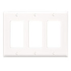 3-Gang Decora/GFCI Device Decora Wallplate, Standard Size, Thermoplastic Nylon, Device Mount. White