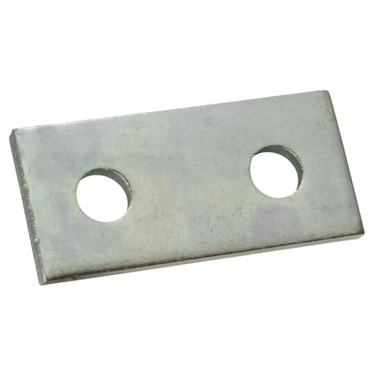 Plate, Two Hole Splice, Length 3-1/2 Inch, Width 1-5/8 Inch, Hole Diameter 9/16 Inch, Electro-Galvanized Steel