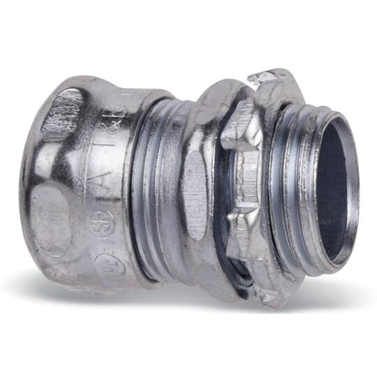 2 Inch Compression Connector, Steel Electro Zinc Plated for Use with EMT Conduit