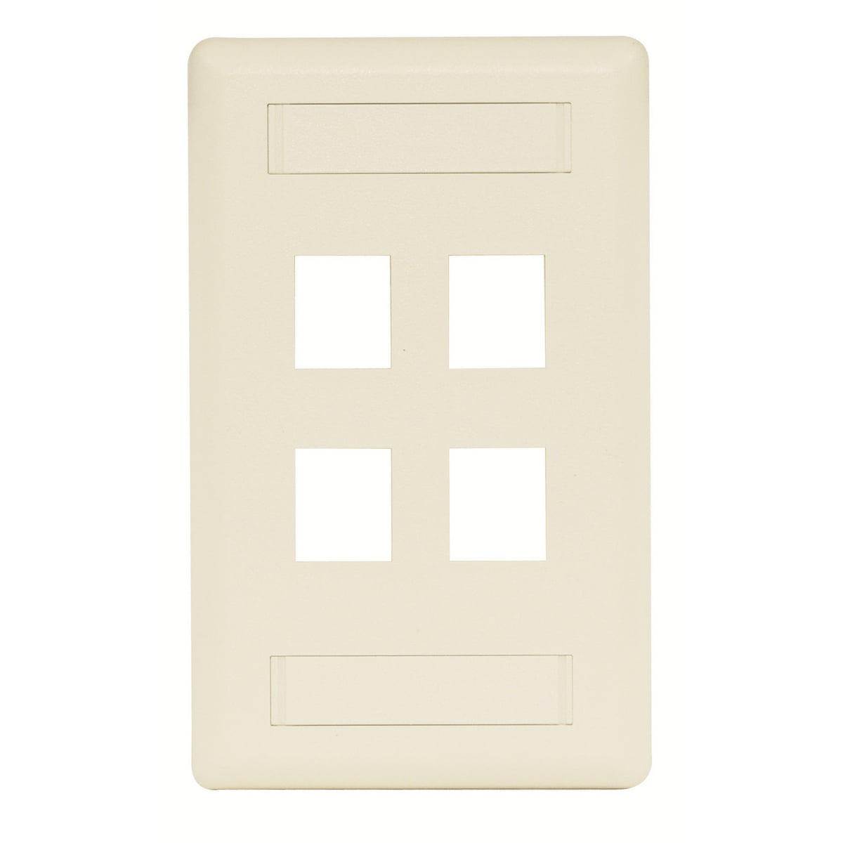 Phone/Data/Multimedia Face Plate, Face Plate, Rear-Loading, 4-Port, Single-Gang, Light Almond