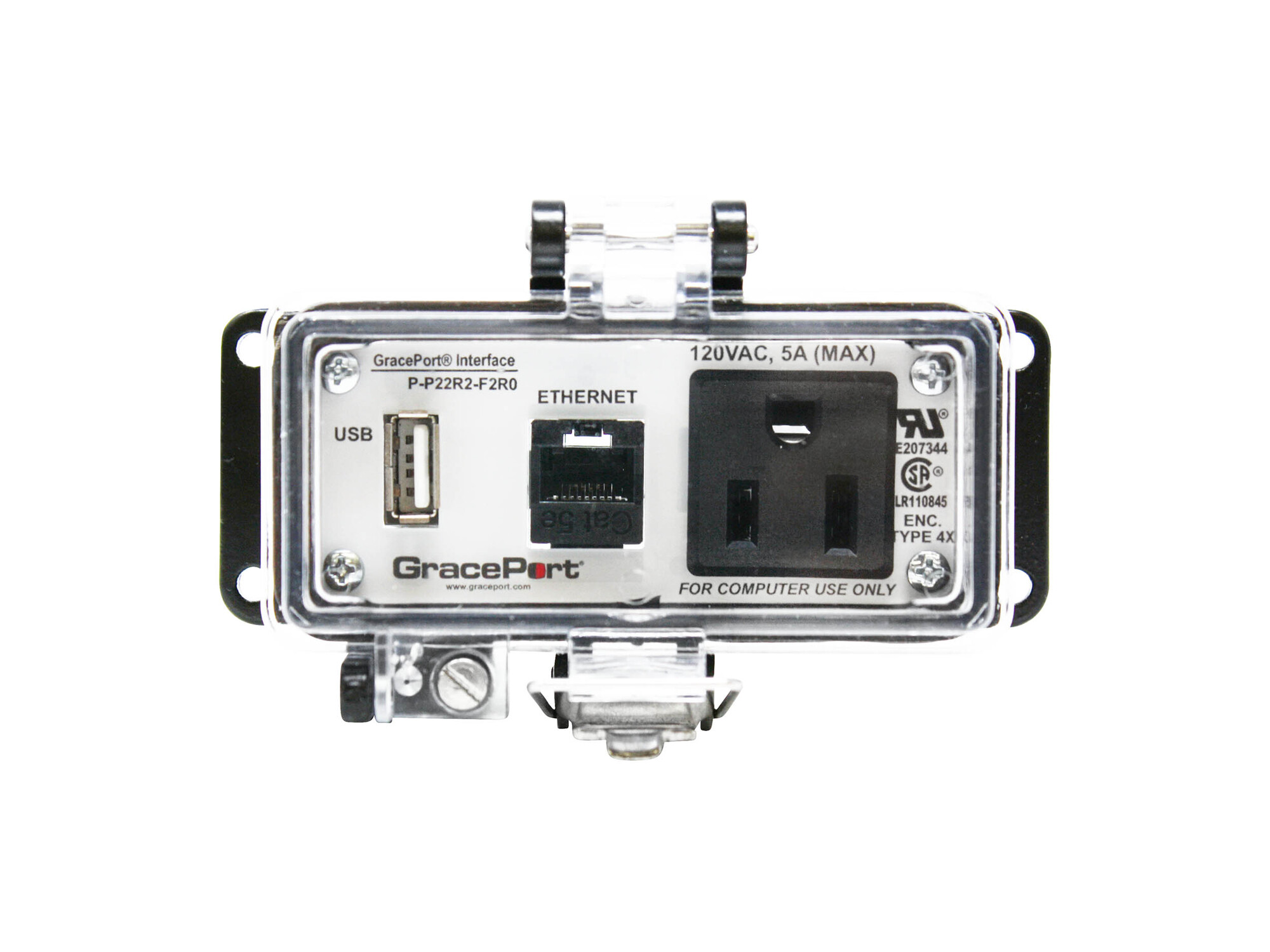 PANEL INTERFACE CONNECTOR WITH USB TYPE A/F TO USB TYPE A/F, CAT 5E RJ45, PMH, UL TYPE 4X, SIMPLEX OUTLE