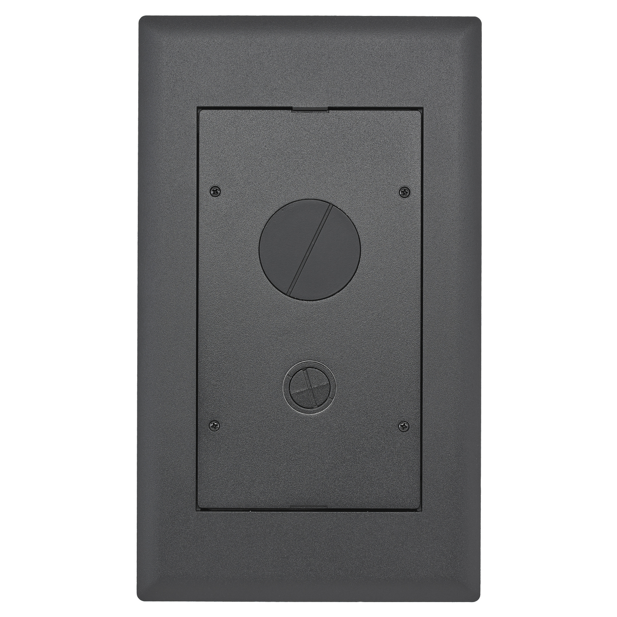 Raised Access or Wooden Floors, Recessed, 2-Gang AFB Rectangular Series, Flush Furniture Feed Cover Assembly, Black Powder Paint Finish