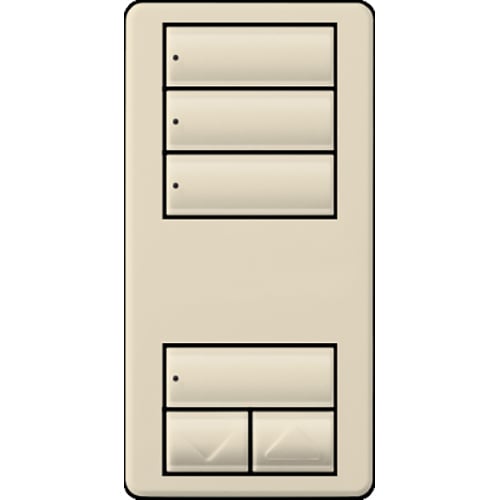 Lutron RadioRA 2 seeTouch Wall Mount Designer Keypad, 3 Scene with Raise/Lower - Light Almond