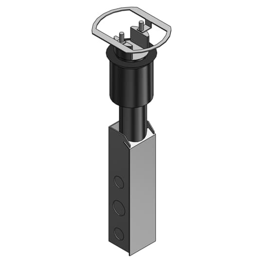 Poke-Through Base Unit, 3 Inch Drill Size, 16 Inch Length, 1/2 Inch and 3/4 Inch Knockouts, Galvanized Steel