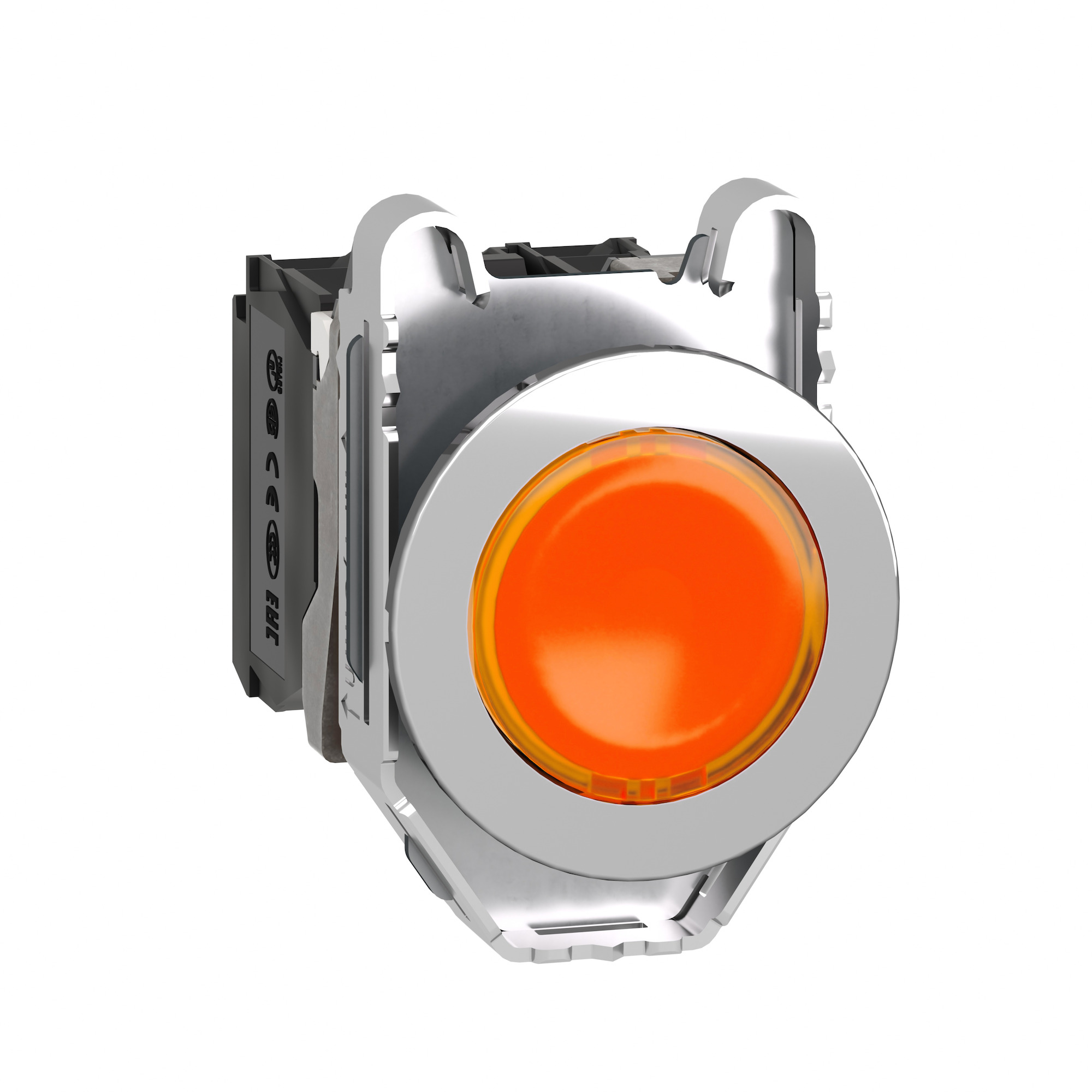 XB4FW35B5 Harmony Illuminated Round Pushbutton Complete Unit, 1.2 in Dia x 1.44 in W x 2.17 in D x 1.85 in H, 1NO-1NC Contact, Slow Break Contact