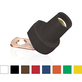 16 Series Taper Nose Single Pole Cam Type Female Terminal Connector, Bus Bar Mount, Angle, #2 - 4/0 AWG, 400 Amp Max-White