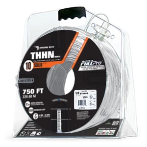 105100902045 PullPro Copper THHN Wire, 10 AWG, Solid, White, 750 ft