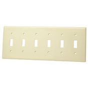 6-Gang Toggle Device Switch Wallplate, Thermoplastic Nylon, Device Mount, White