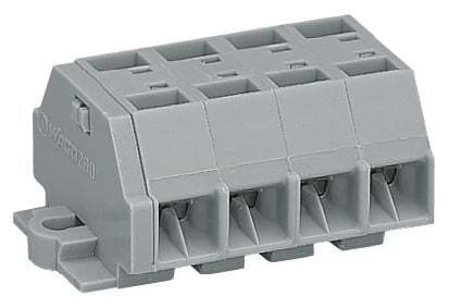 4-conductor terminal strip; without push-buttons; with fixing flanges; 4-pole; for screw or similar mounting types; Fixing hole 3.2 mm ; 1.5 mm; CAGE CLAMP; 1,50 mm; gray