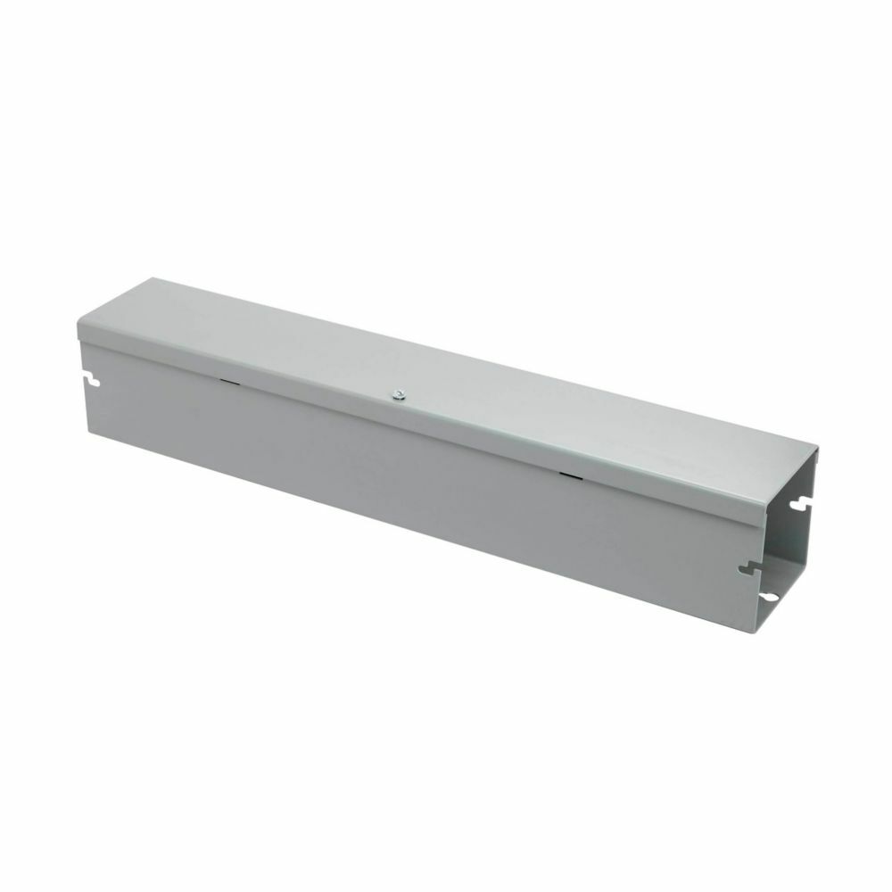 wiring trough, 4" height, 48" length, 4" width, HSNK wireway, Thru holes, No knockouts, Hinged cover, NEMA 1, Steel, Hinged, ANSI 61 gray, 16 gauge