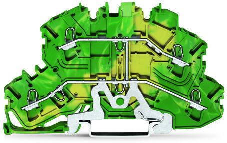 Double-deck terminal block; 4-conductor ground terminal block; same profile as double-deck disconnect terminal block; 2.5 mm²; PE; internal commoning; without marker carrier; for DIN-rail 35 x 15 and 35 x 7.5; Push-in CAGE CLAMP; 2,50 mm²; green-yellow