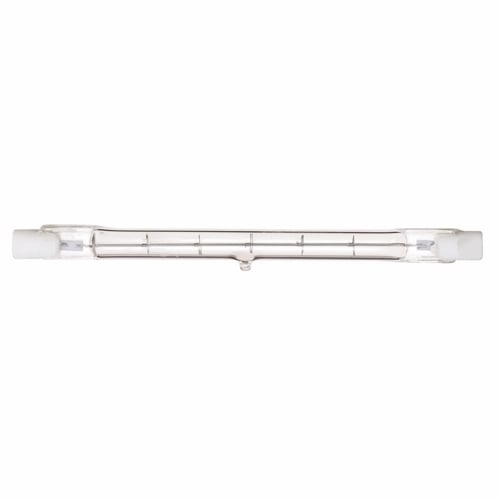 Halogen Double Ended Halogen Lamp, Designation: 500T3Q/CL/130V, 130 V, 500 WTT, T3 Shape, R7s Double Ended Base, Clear, C-8 Filament, 1500 HR, Lumens: 9500 LM Initial, 4-11/16 IN Length, 3/8 IN Diameter