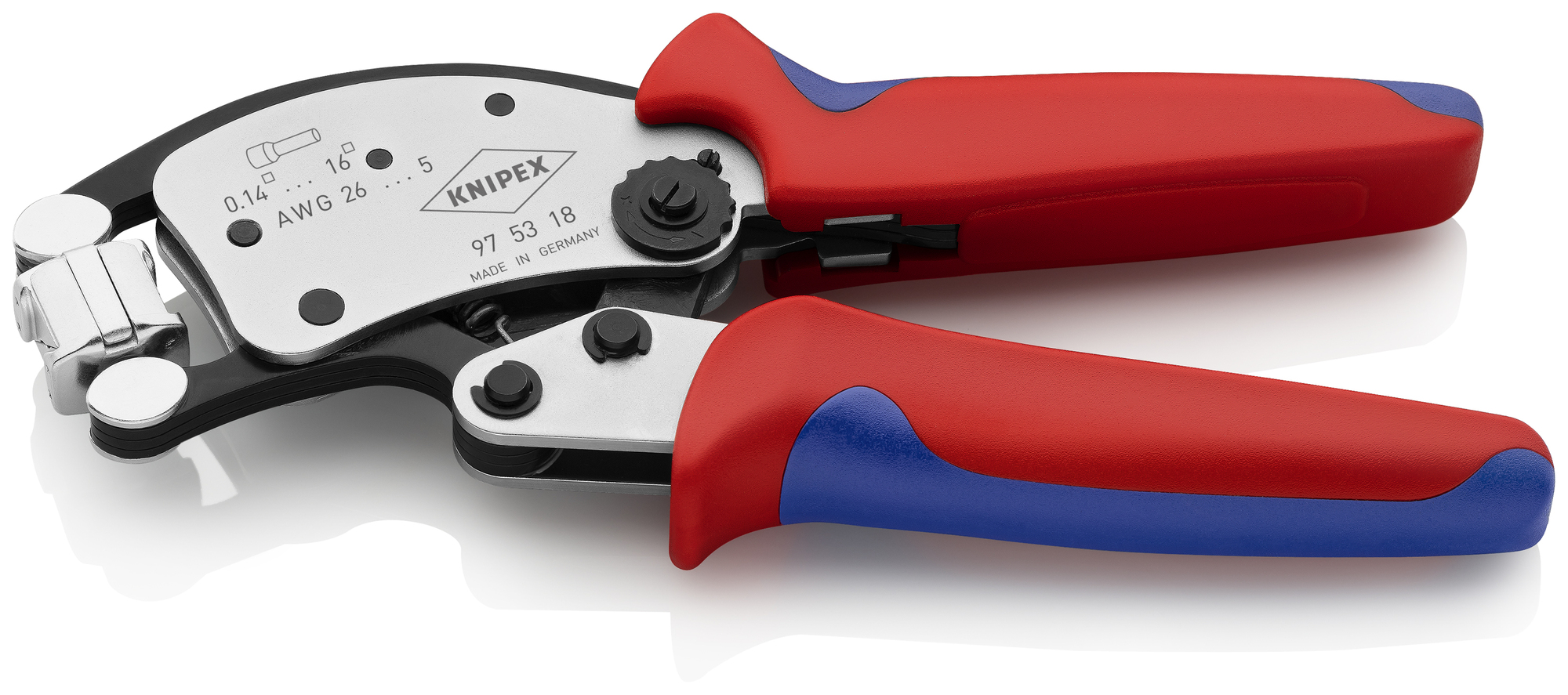 Twistor16 Self-Adjusting Crimping Pliers For Wire Ferrules, 9 1/2 in., Multi-Component, Square Crimp, 1 Crimp Position