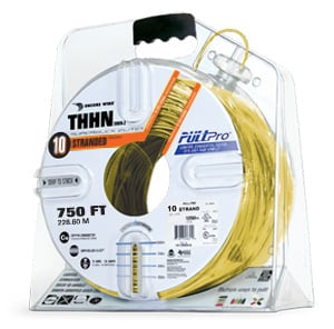 106100906445 PullPro Copper THHN Wire, 10 AWG, Stranded, Yellow, 750 ft