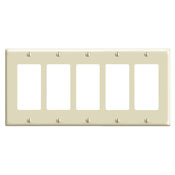 5-Gang Decora/GFCI Device Decora Wallplate, Standard Size, Thermoset, Device Mount, Ivory