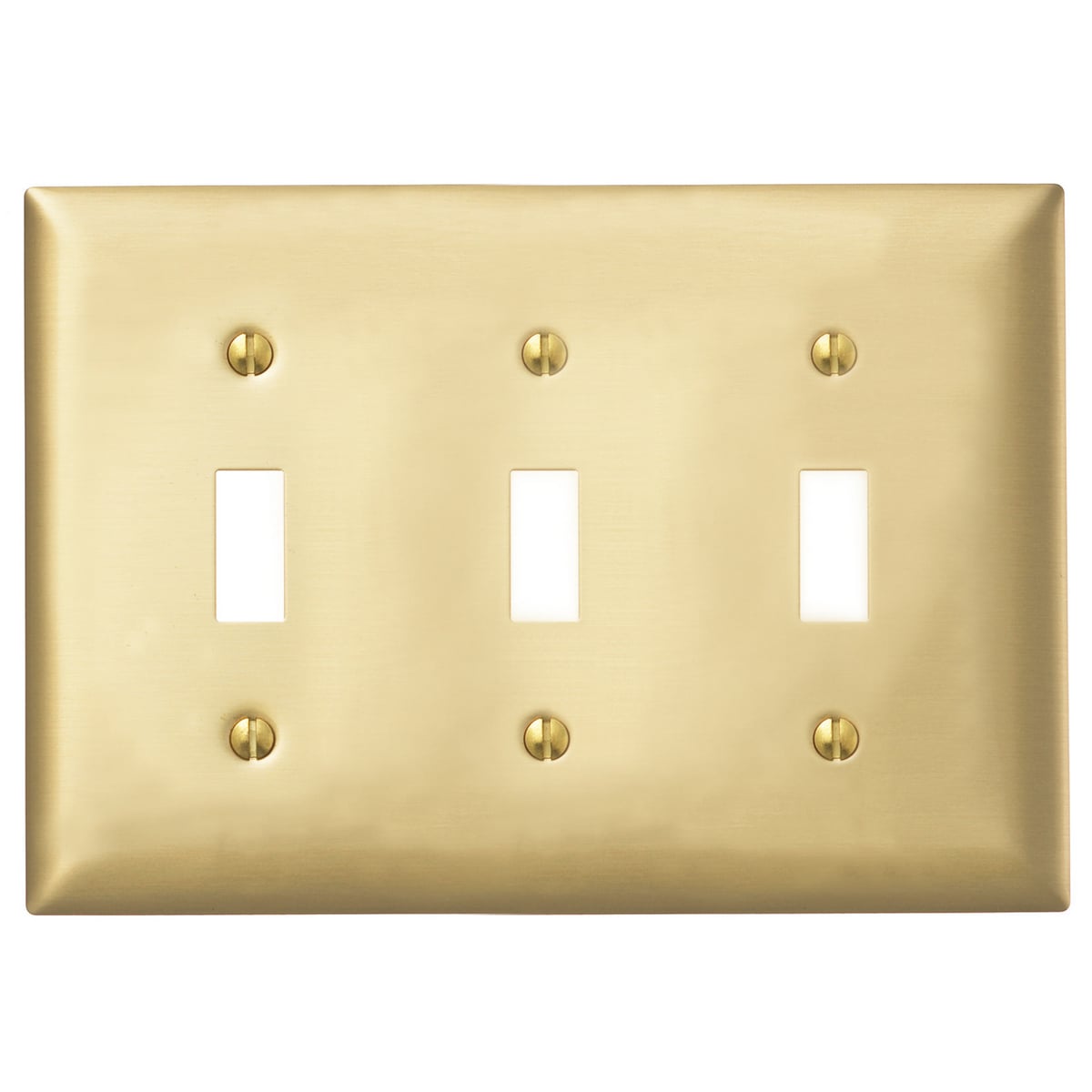 Wallplates and Boxes, Metallic Plates, 3- Gang, 3) Toggles, Standard Size, Brass Plated Steel