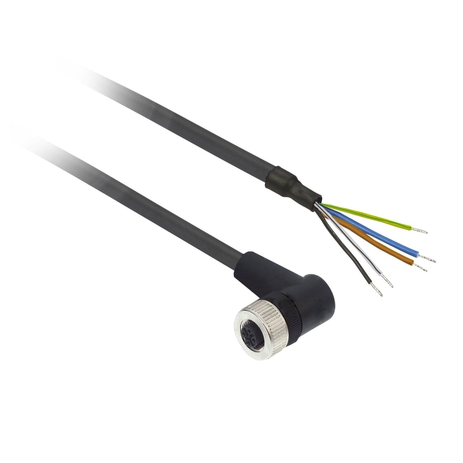 female - M12 - 5-pin - elbowed prewired connector - cable 5 m
