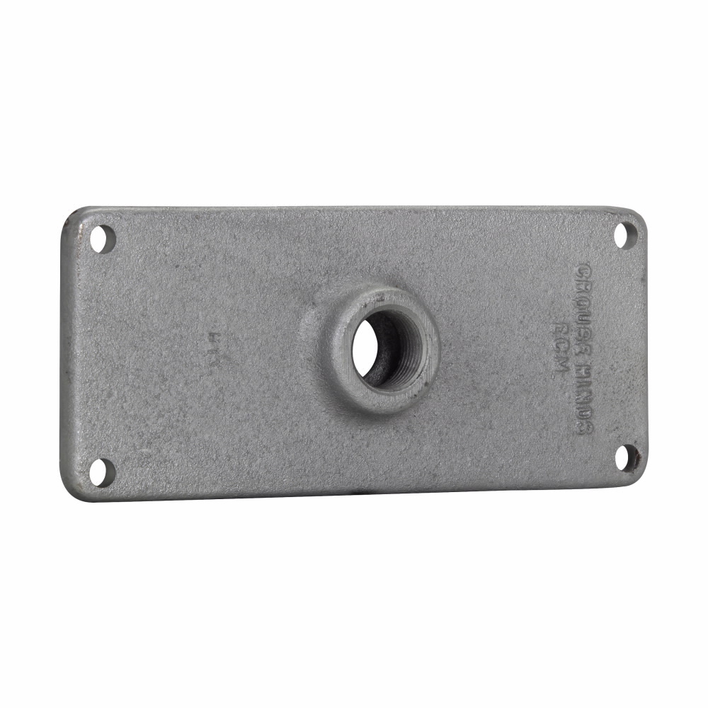 Eaton Crouse-Hinds series RS/RSM conduit hub plate, 8-1/2" x 4", Feraloy iron alloy, 1 hub, 2-1/2" trade size