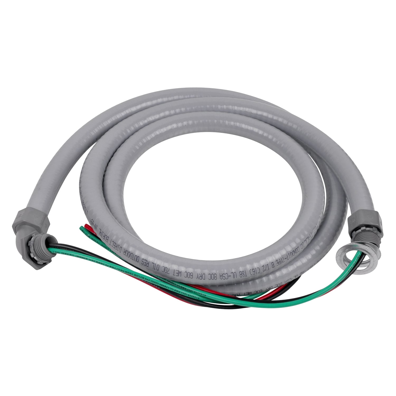Liquidtight Whip Assembly, Fitting Size 3/4 Inch, Conduit Length 6 Feet, Wire Gauge #8