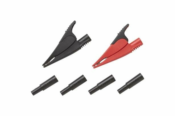 SureGrip accessories are designed to improve steadiness in slippery hands. Rubber overmolded surfaces and finger-hugging curves give the user a comfortable, reliable grip on the accessory so they can focus on making an accurate measurement.  One pair (red, black) of large alligator clips with nickel plated jaws. Multi-purpose tooth pattern grips anything from fine guage wire to a 20 mm bolt. Recommended for use with TL222 and TL224 test leads.  CAT IV 600V, CAT III 1000 V, 10 A rating, UL Listed