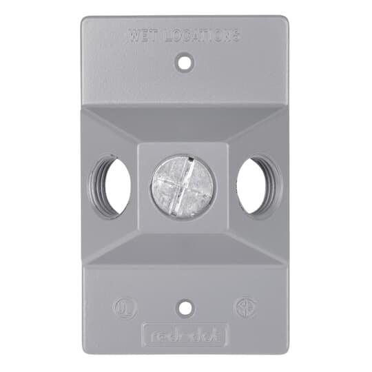Single Gang Standard Lampholder Cover, Length 4-1/2 Inches, Width 2-13/16 Inches,Hole Size 1/2 Inch, White, Aluminum, Three Hole Device Mount