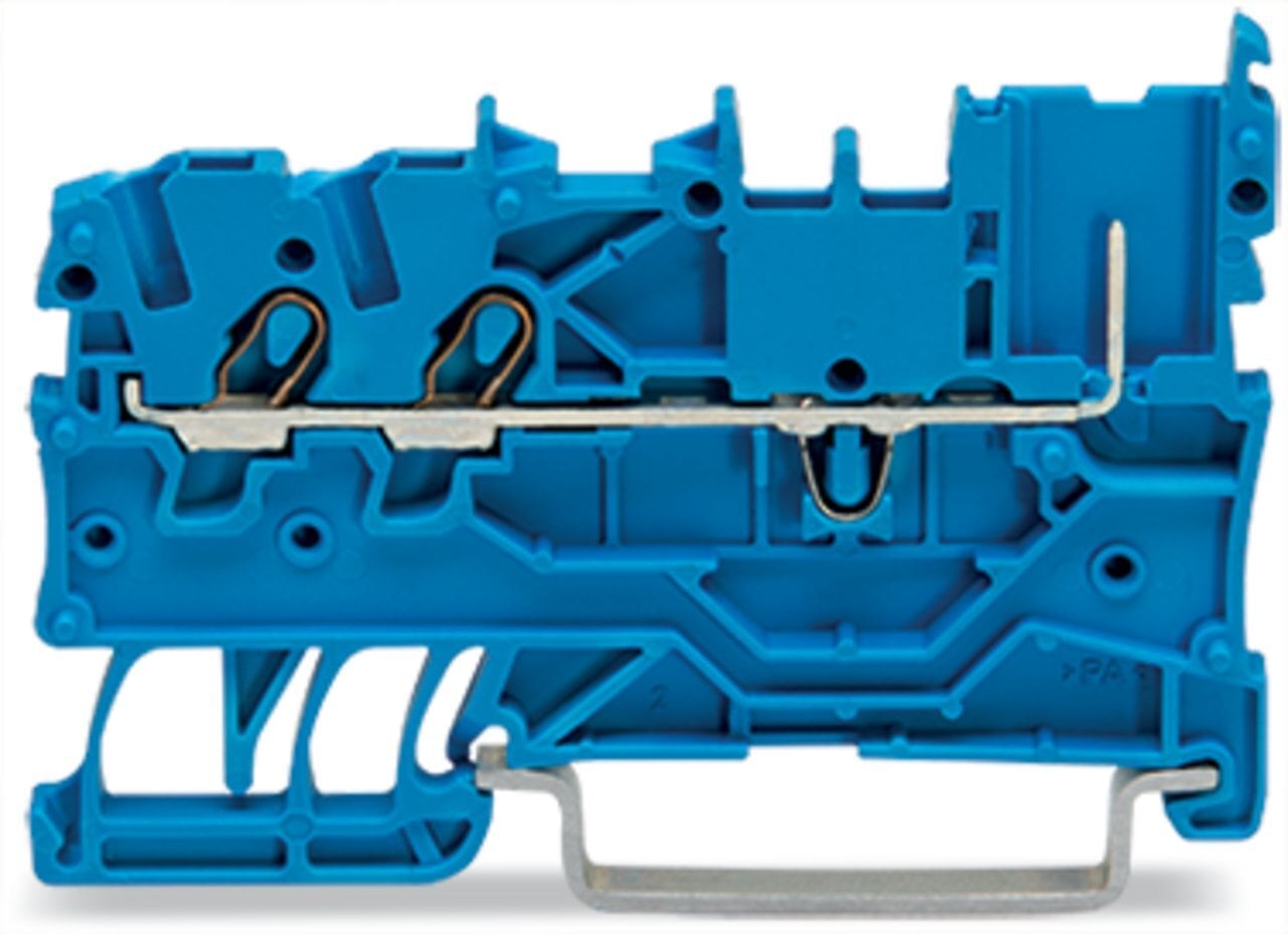 2-conductor/1-pin carrier terminal block; for DIN-rail 35 x 15 and 35 x 7.5; Push-in CAGE CLAMP; 1,00 mm; blue