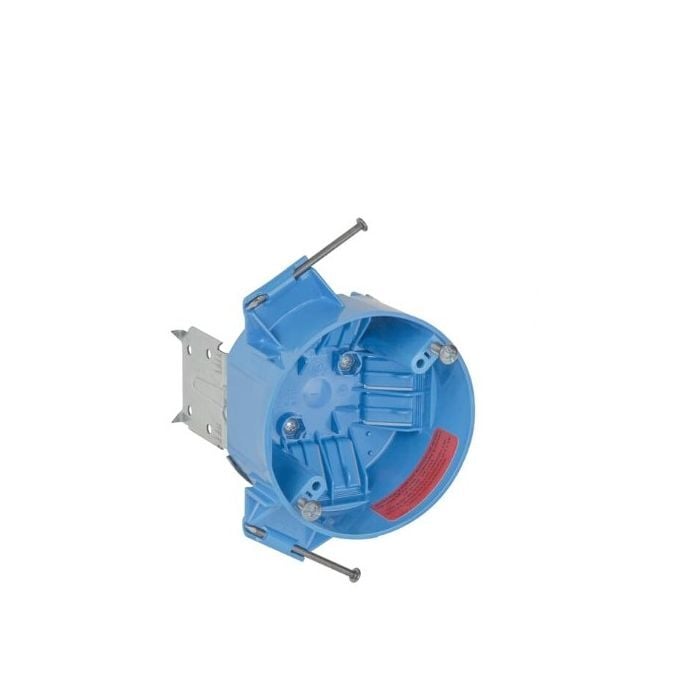 B520A-CFB Round Ceiling Fan Box with L-Bracket, No Ground Screw, 4 inch, 20 cubic inch, Blue
