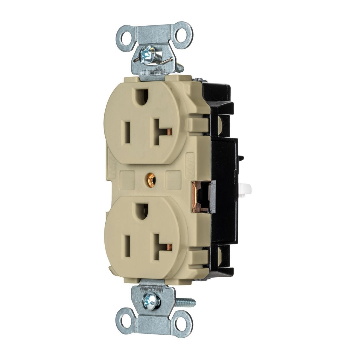 Straight Blade Devices, EdgeConnect, Duplex Receptacle, Commercial Grade, 2-Pole 3-Wire, 20A 125V, 5-20R, Screwless Terminal, Ivory