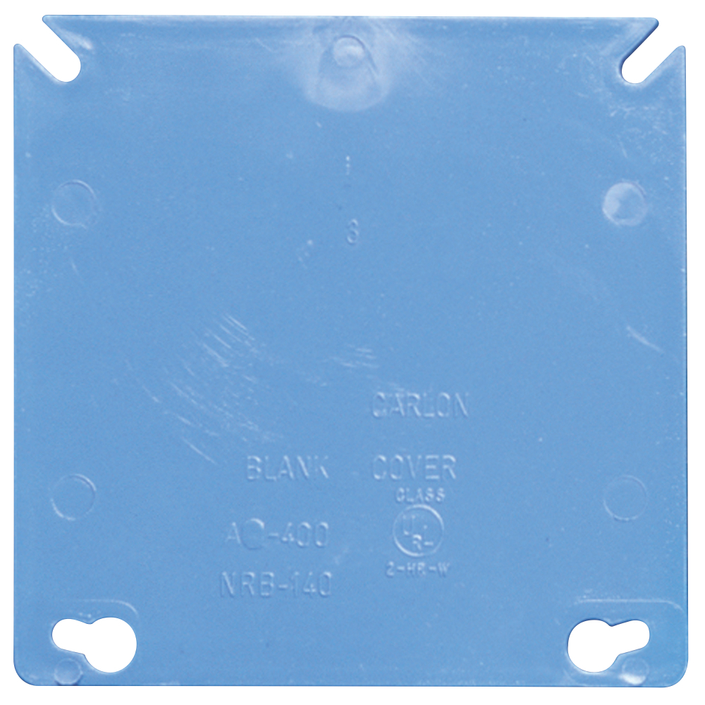 Two-Gang Blank Box Cover, 4 Inches Square, Color Blue, Material Non-Metallic
